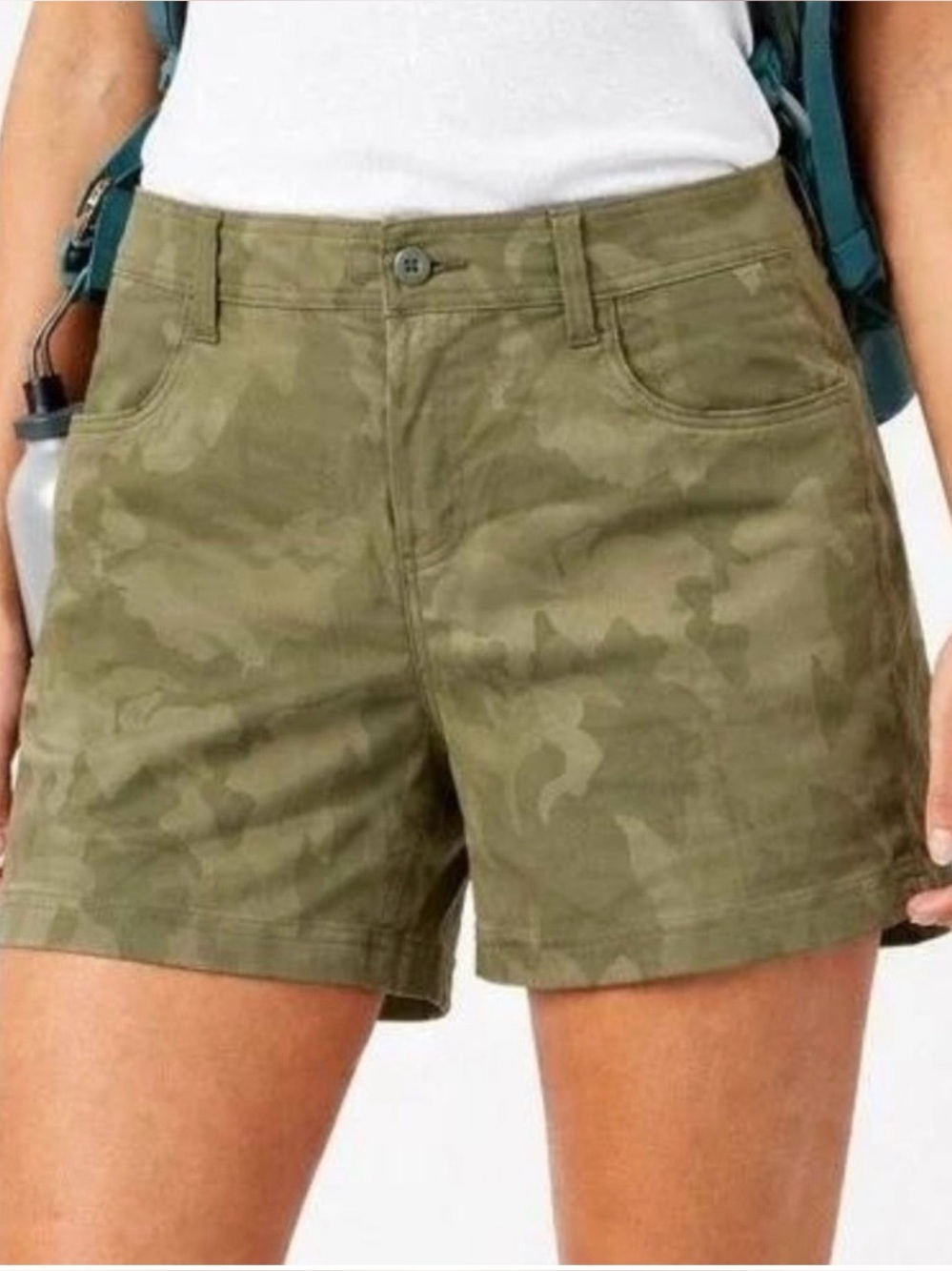 PRANA SIZE 16~SUSTAINABLE ACTIVE OLIVE CAMO HIKING ADVENTURE SPORTS SHORTS~BIKE